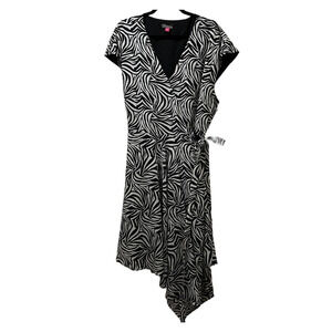2/$30 Vince Camuto Asymmetrical Wrap Midi Dress Size XXL Zebra Print Boho Party